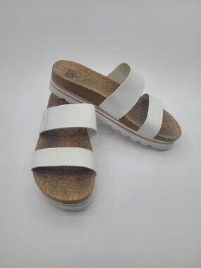 Reef White Cork Footbed Double-Strap Slide Sandals